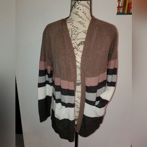 NWT Pink Rose Sweater Cardigan Super Soft Mocha Combo Sz S
